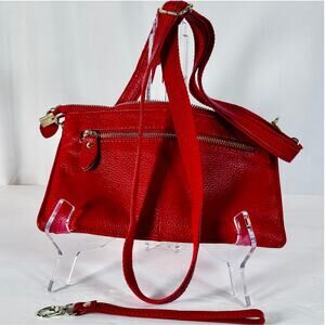 Bristol Crossbody Leather red purse wristlet 3 straps red navy bee web strap New